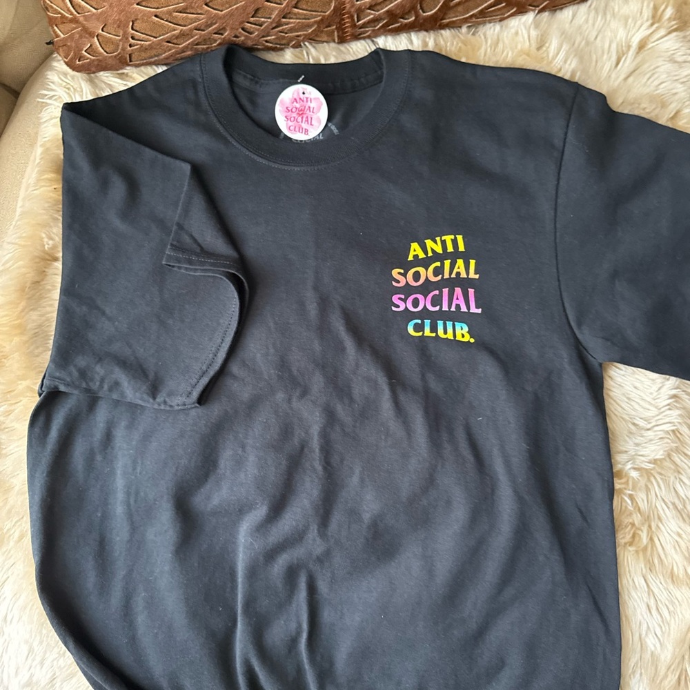 Anti Social Social Club Black Tee with Multicolor Logo
